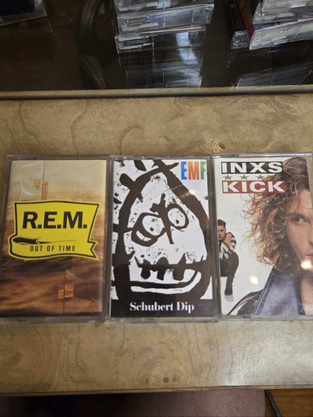 Lot of 3 Rock Cassettes: R.E.M., EMF, INXS